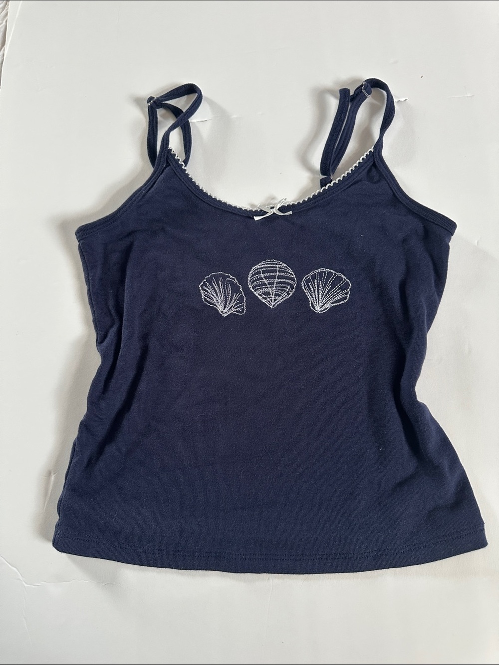 Social Scene Navy Shell-Accent Women's Camisole Tank Top
